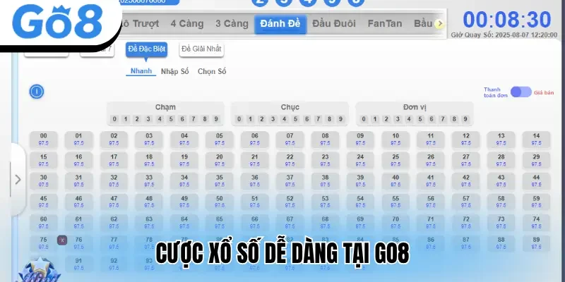 Cược xổ số dễ dàng tại Go8